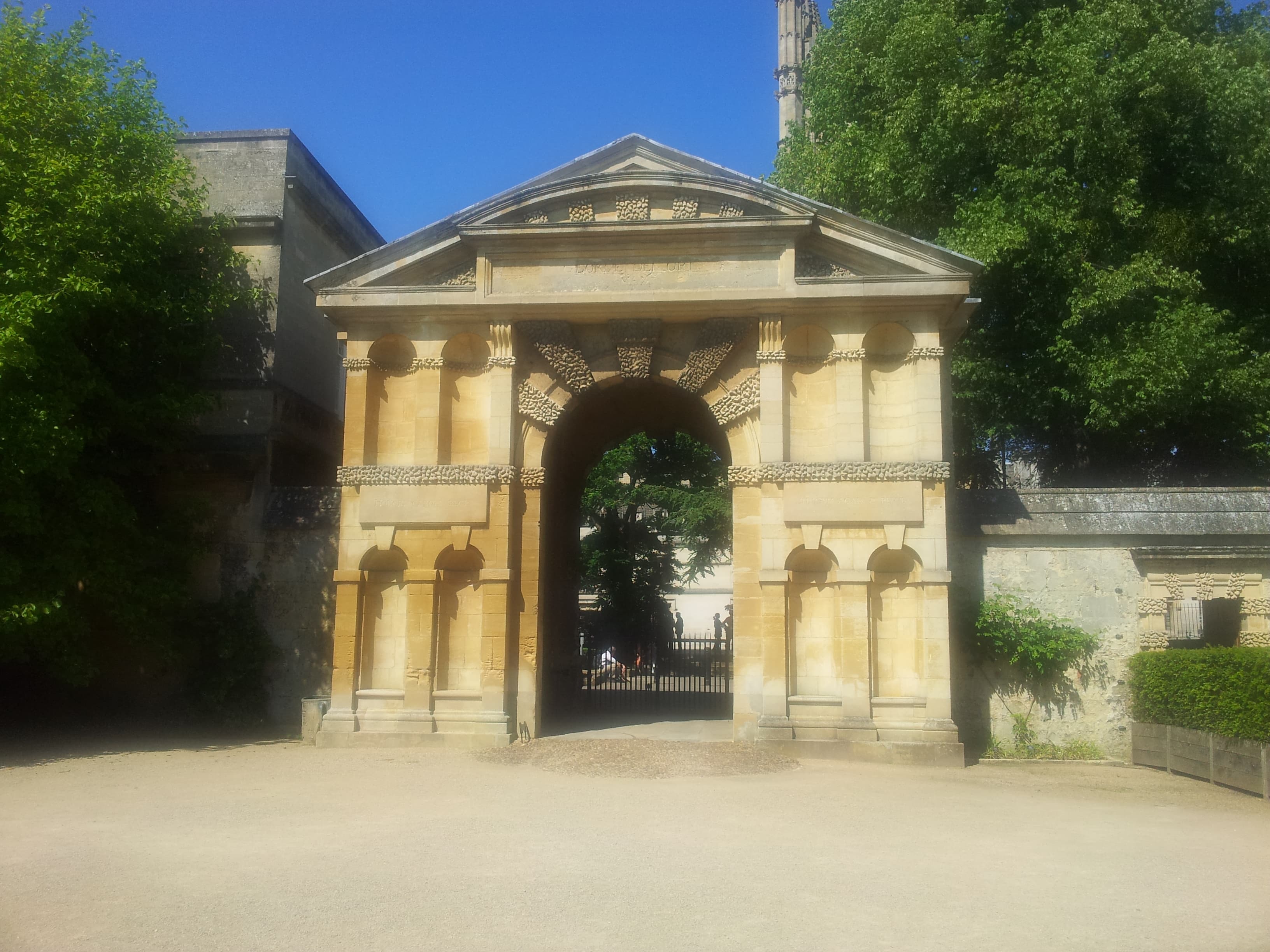 The stone Danby Gateway at Oxford Botanic Garden